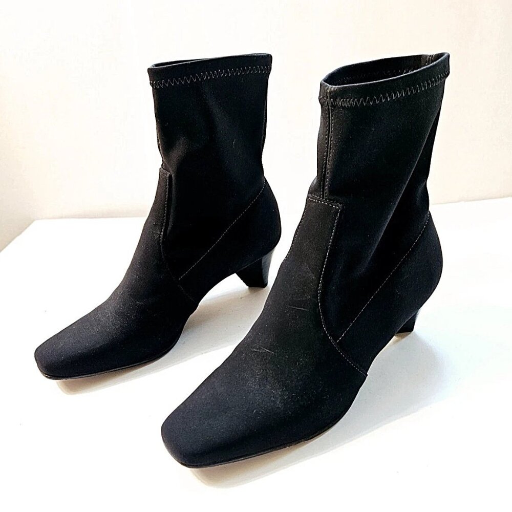 Donald J. Pliner Sophia Pull-On Sock Ankle Bootie 7.5 Black Stretch & Dust Bag